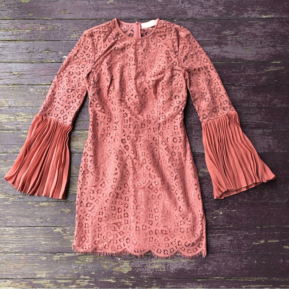 Keepsake the Label Be the One Lace Dress Size XS Cinnamon Pink Bell Sleeves